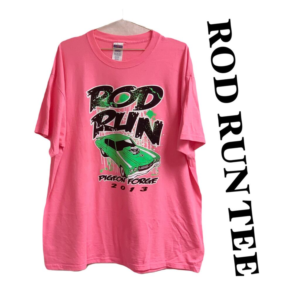 Jerzees Rod Run Pigeon Forge 2013 Hot Neon Pink Tshirt Unisex Plus Size 2x Tee
